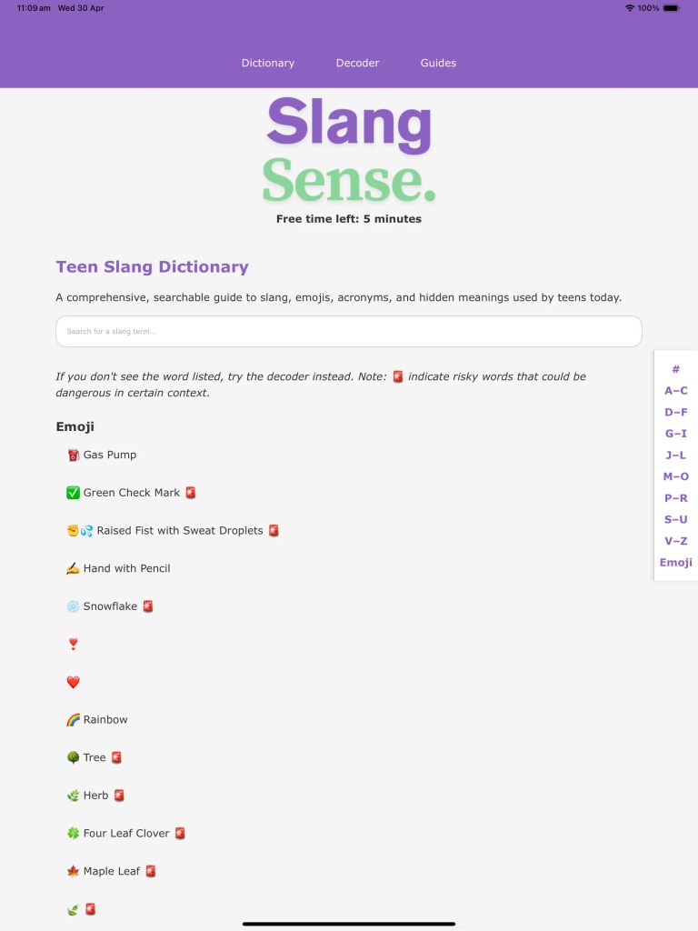 Slang dictionary with all the teen slang words
